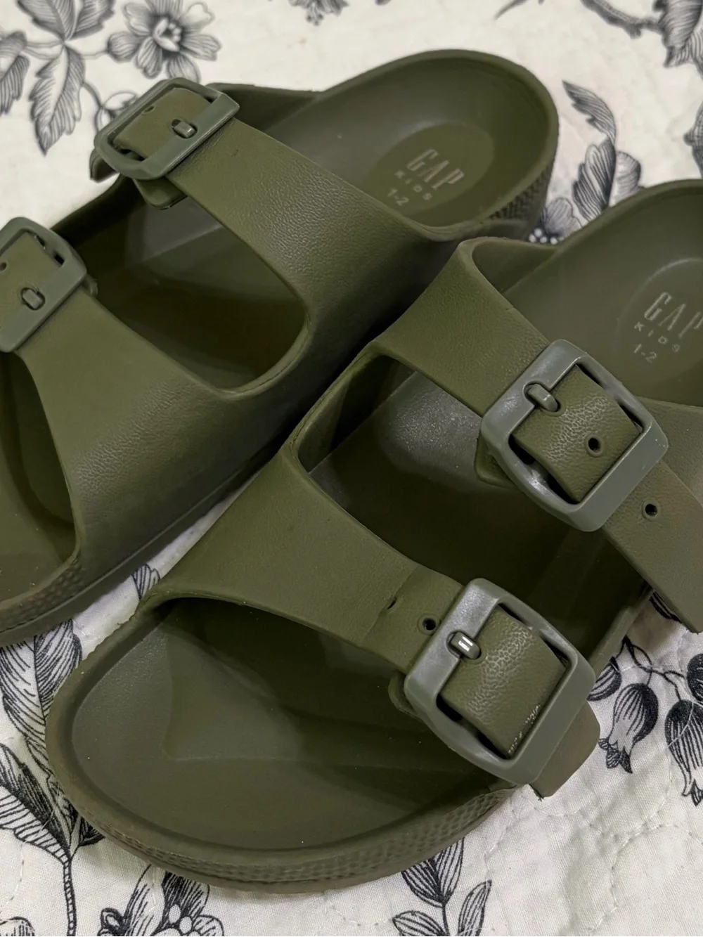 GAP Kids Olive Green Double Buckle Slide Sandals